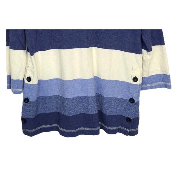 T by Talbots 100% Cotton Blue and White Striped Top Womens Size Medium - Picture 4 of 6